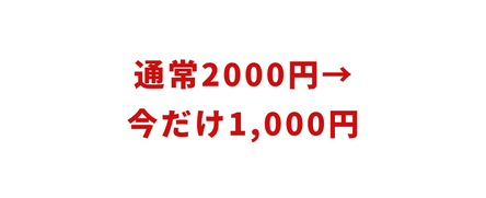 通常2000円 今だけ1 000円